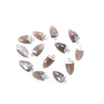 Brown Chocolate Moonstone 14X9 MM Arrow Shape Rhodium Electroplated Pendant - Jaipur Gem Factory