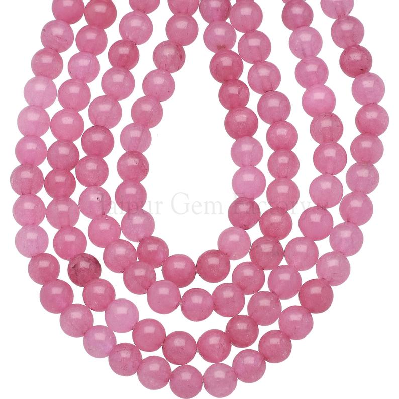 Pink Quartzite 6 MM Smooth Round Shape Beads Strand