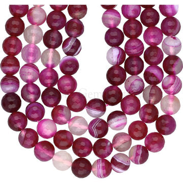 Fuchsia Agate Dyed 8 MM Faceted Round Shape Beads Strand