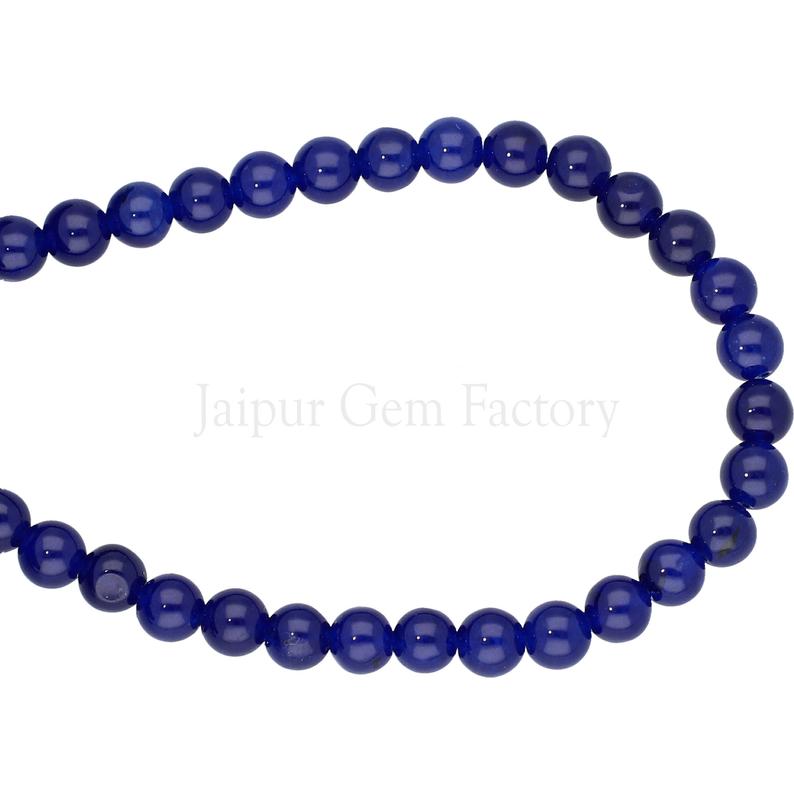 Dark Blue Quartzite 6 MM Smooth Round Shape Beads Strand