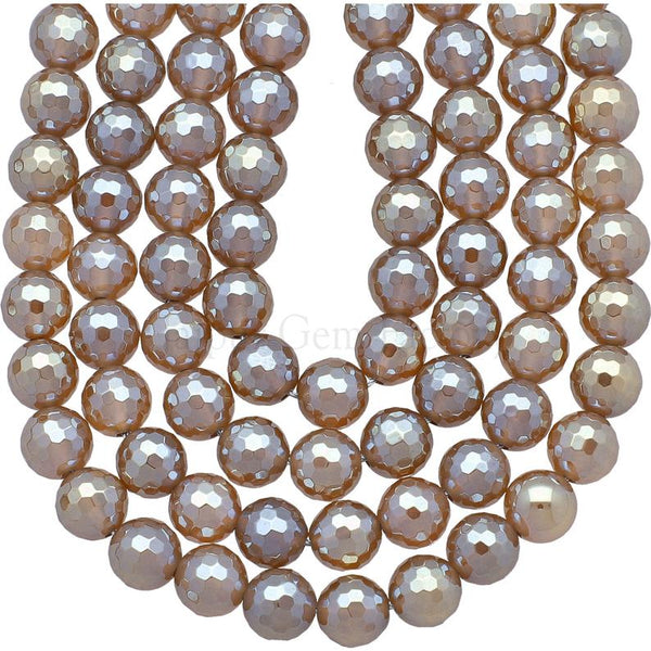 Mystic Brown Agate 8 MM Faceted Round Shape Beads Strand