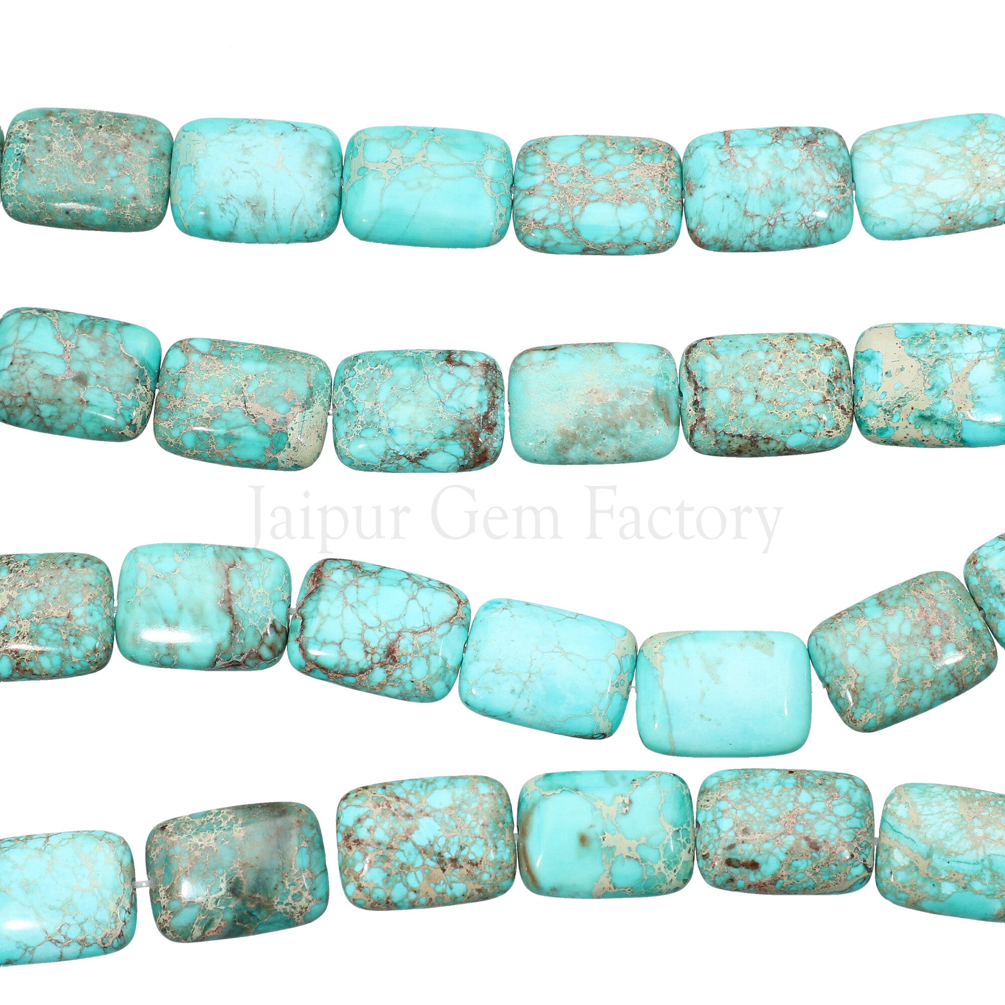 18X13 MM Turquoise Blue Impression Jasper Smooth Rectangle Beads 15 Inches Strand
