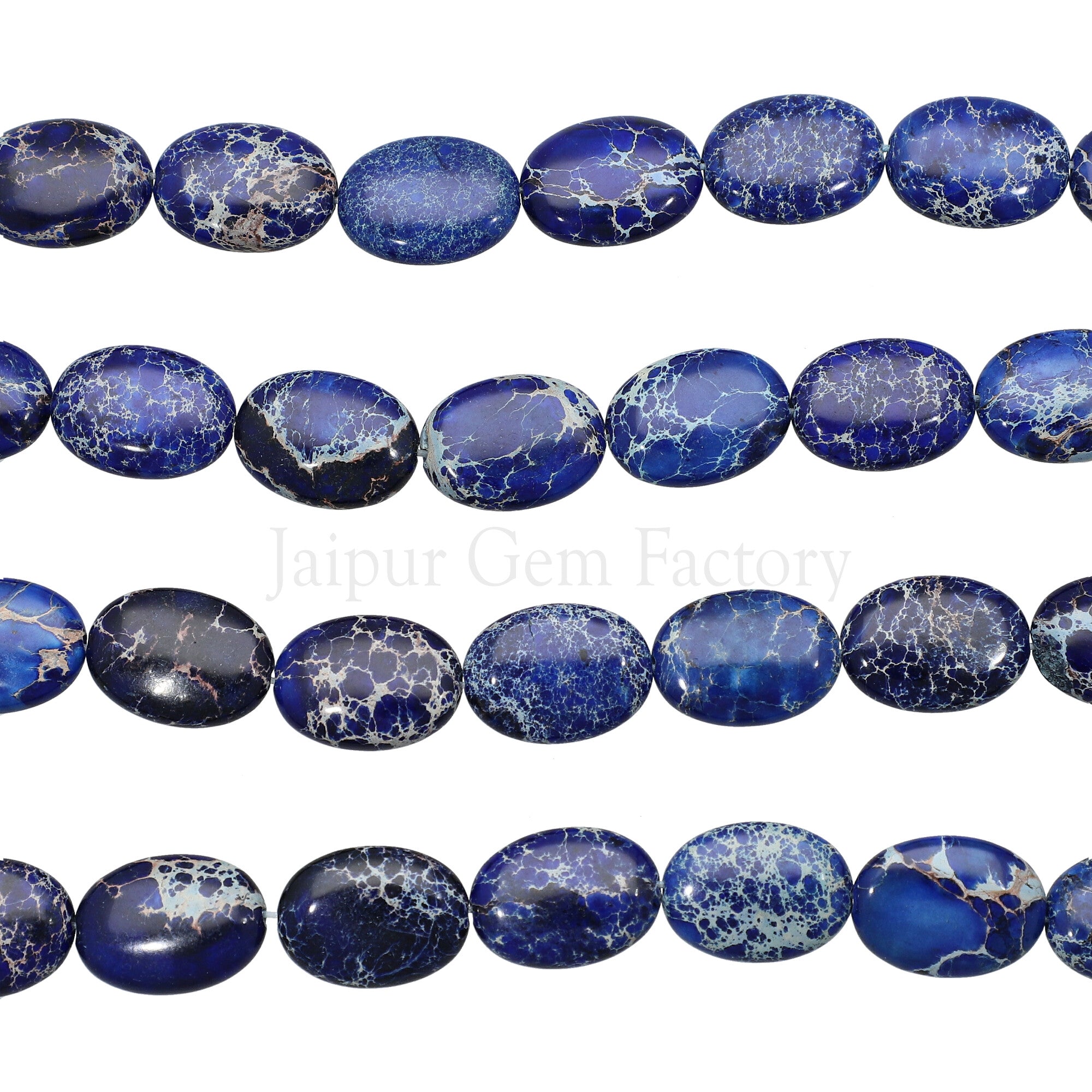 18X13 MM Denim Blue Impression Jasper Smooth Oval Gemstone Beads 15 Inches Strand