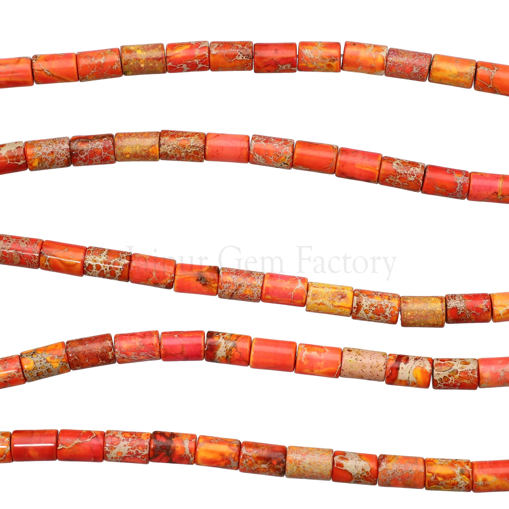 8X6 MM Impression Jasper Smooth Tube Beads 15 Inches Strand