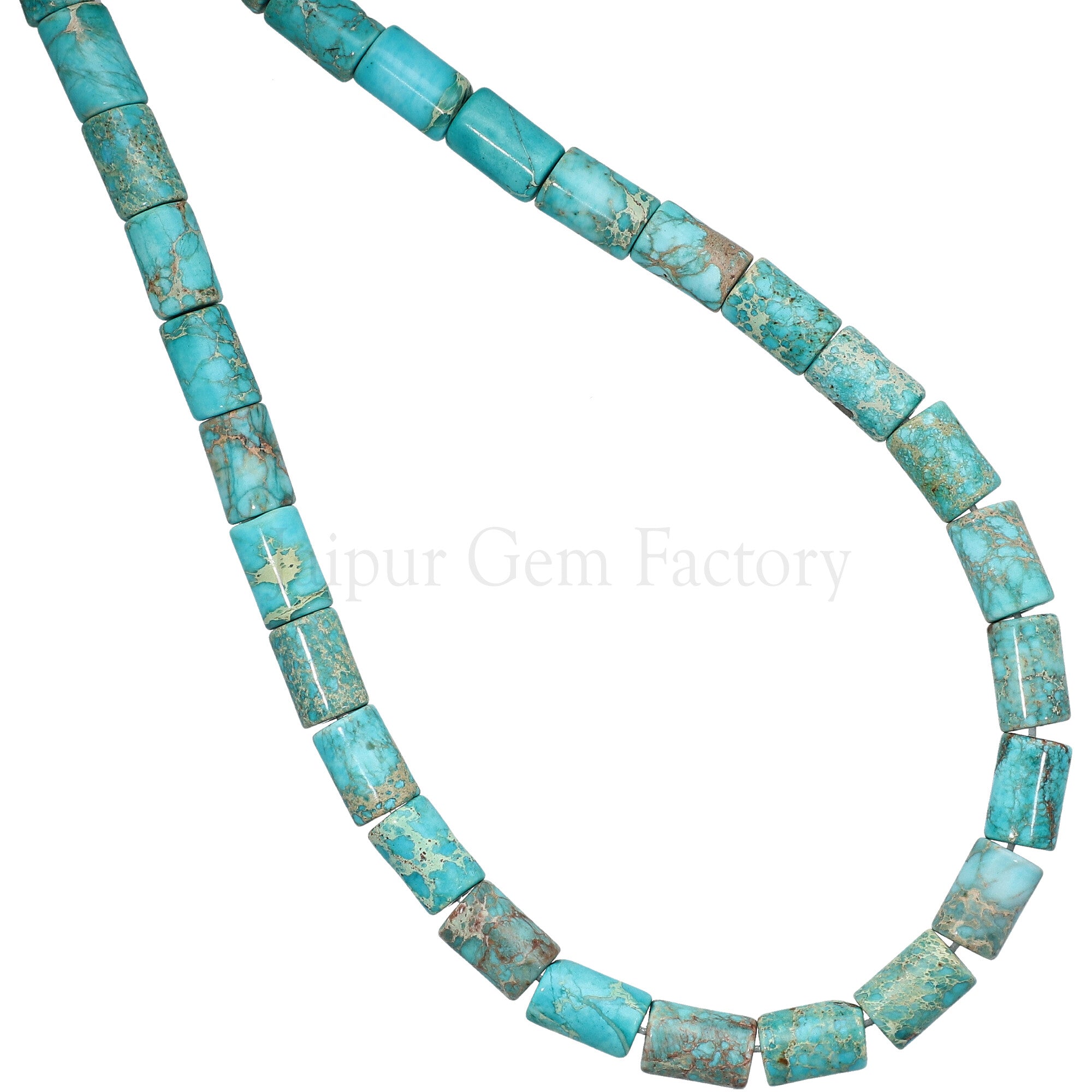 8X6 MM Turquoise Blue Impression Jasper Smooth Tube Beads 15 Inches Strand
