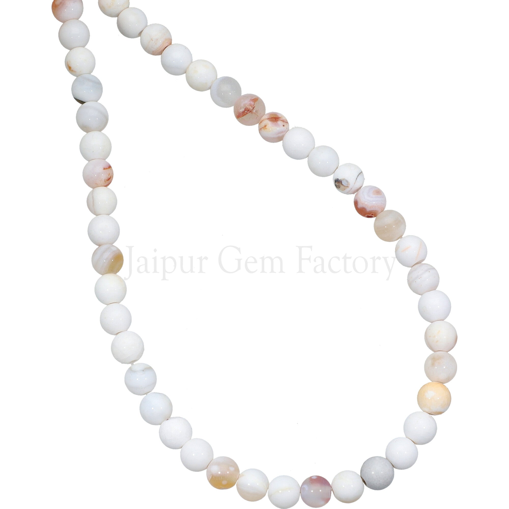 6 MM White Lace Agate Smooth Round Beads 15 Inches Strand