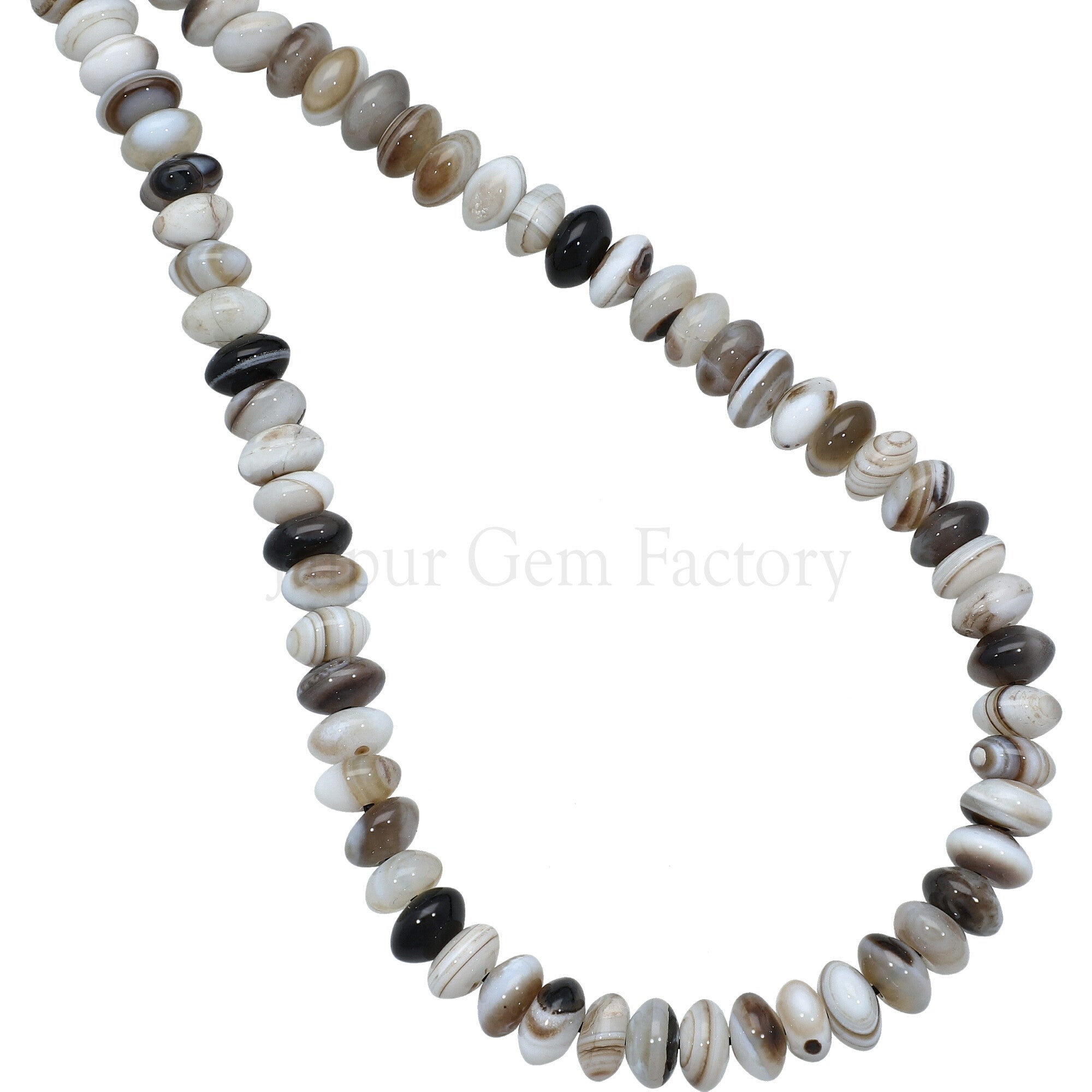 8 MM Banded Gray Agate Smooth Rondelle Beads 15 Inches Strand