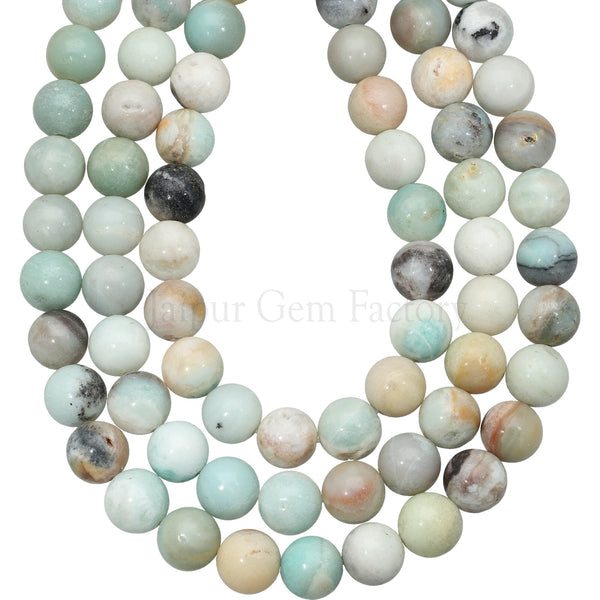 10 MM Mix Amazonite Smooth Round Beads 15 Inches Strand