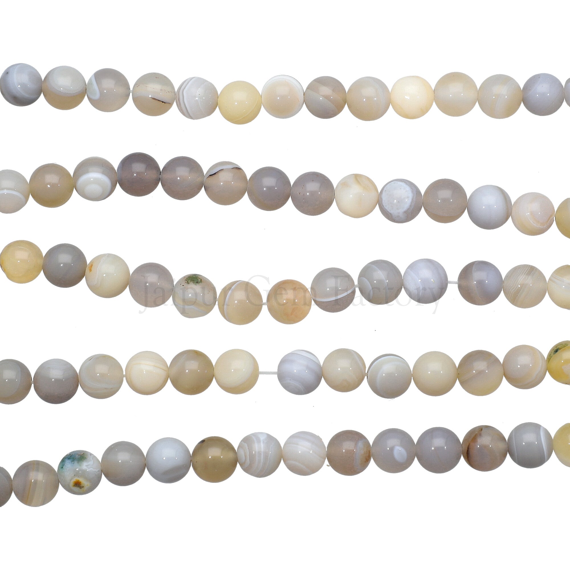 8 MM Banded Botswana Agate Smooth Round Beads 15 Inches Strand