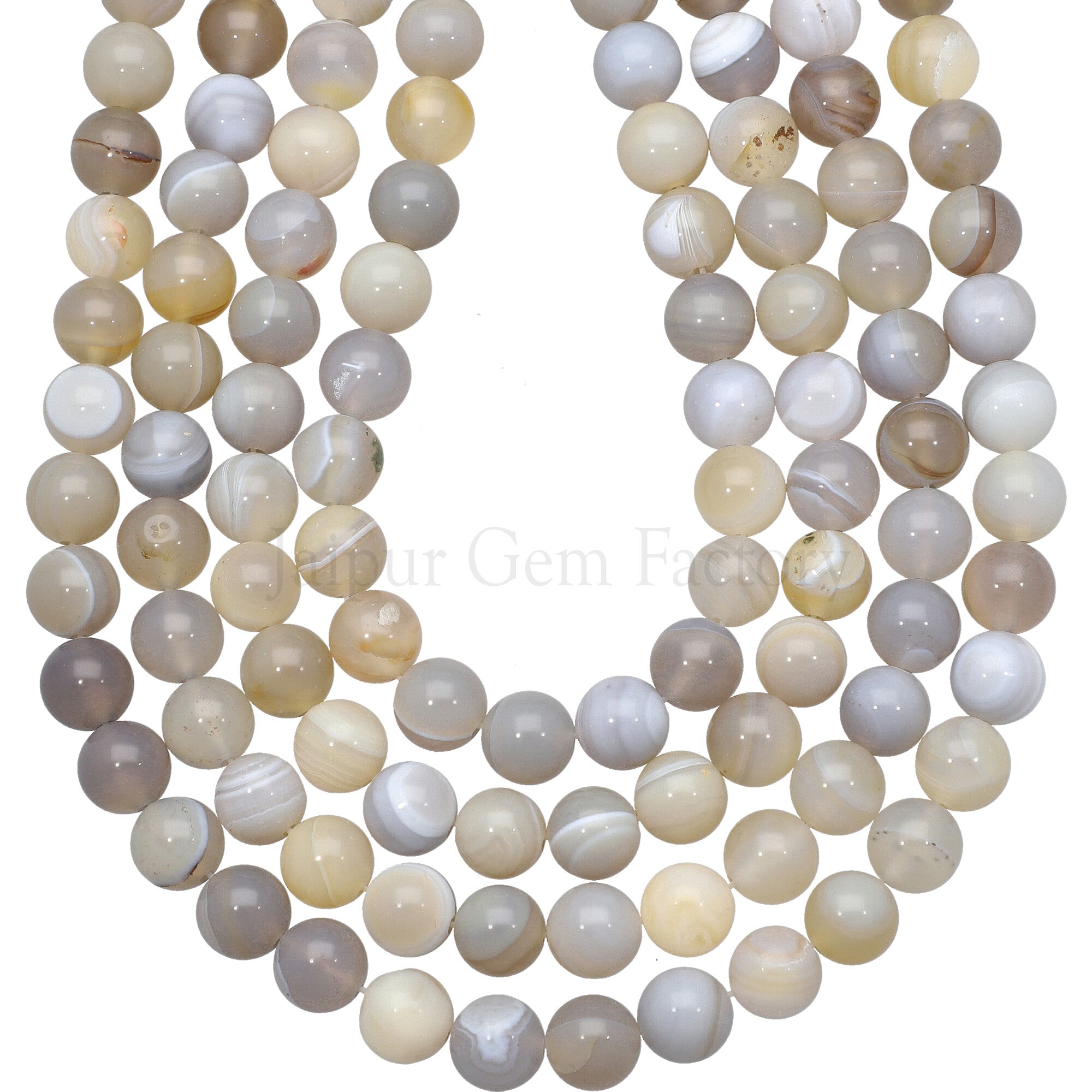 8 MM Banded Botswana Agate Smooth Round Beads 15 Inches Strand