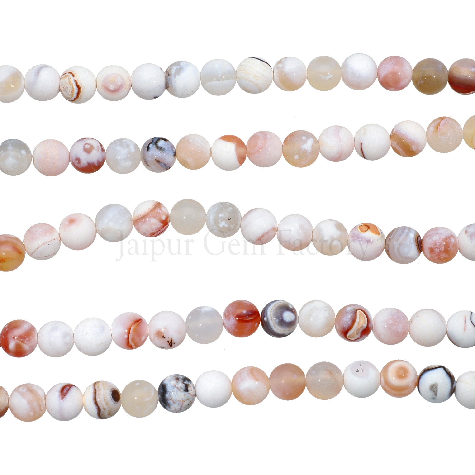 8 MM Lace Agate Smooth Round Beads 15 Inches Strand