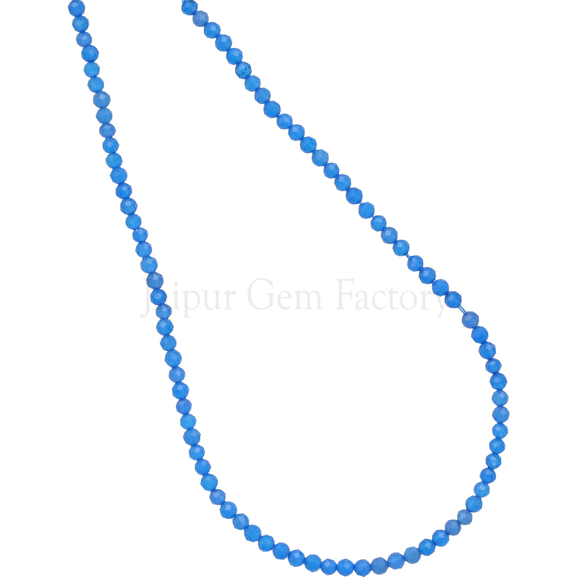 3 MM Denim Blue Treated Chalcedony Faceted Round Beads 15 Inches Strand