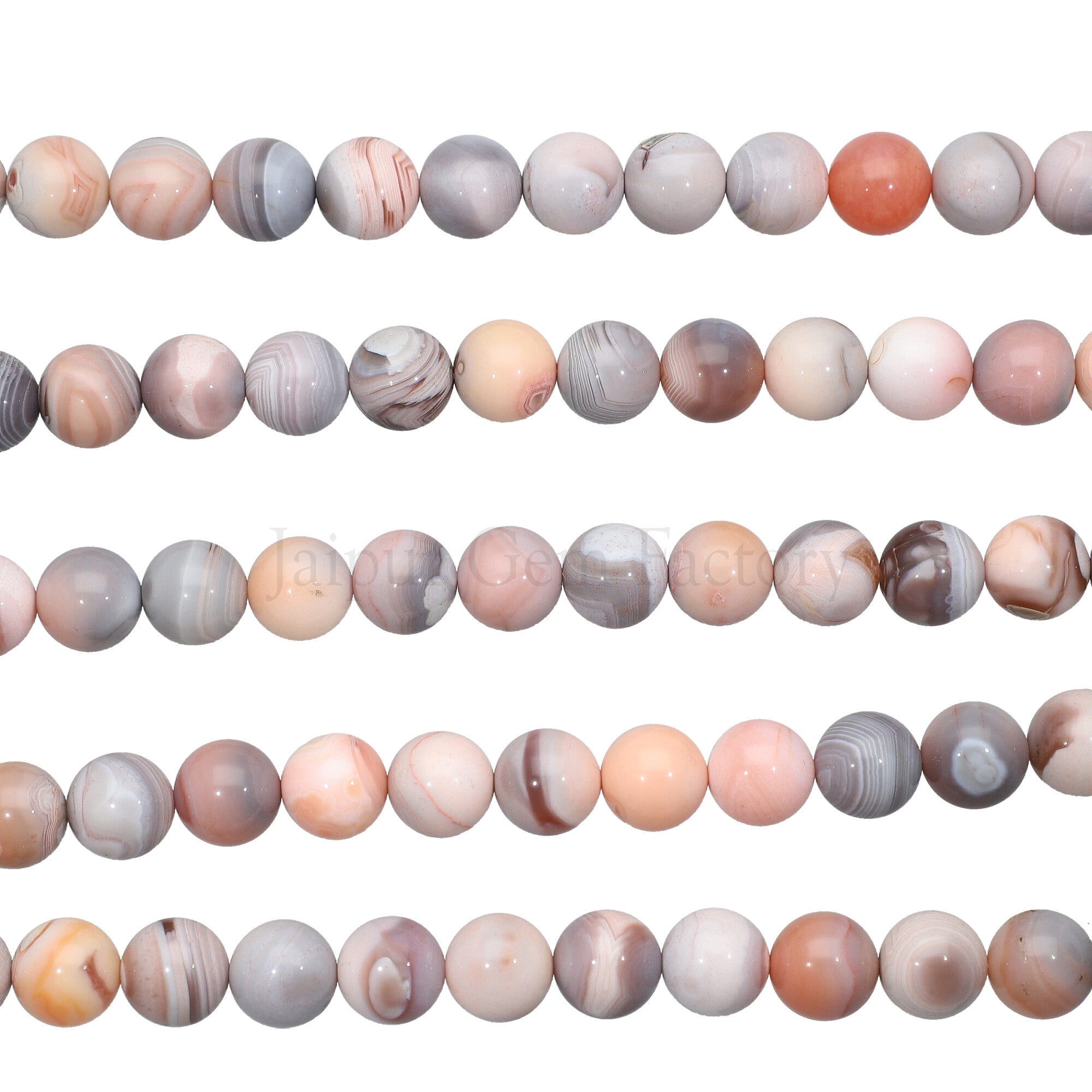 10 MM Pink Botswana Agate Smooth Round Beads 15 Inches Strand