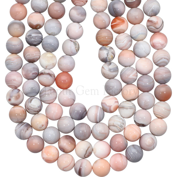 10 MM Pink Botswana Agate Smooth Round Beads 15 Inches Strand