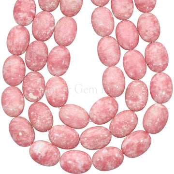 18x13 MM Thulite Smooth Oval Beads 15 Inches Strand