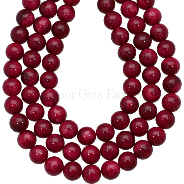 10 MM Dyed Ruby Color Agate Smooth Round Beads 15 Inches Strand