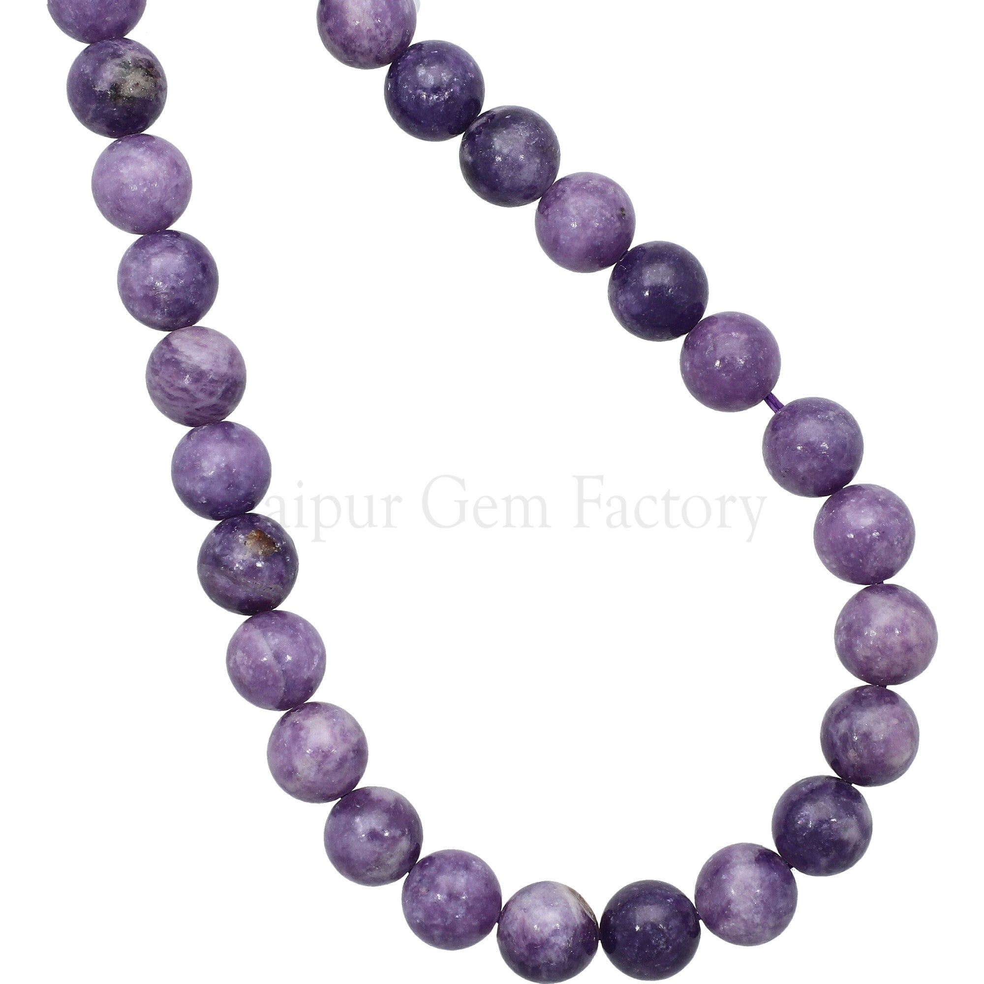10 MM Natural Purple Lepidolite Smooth Round Beads 15 Inches Strand