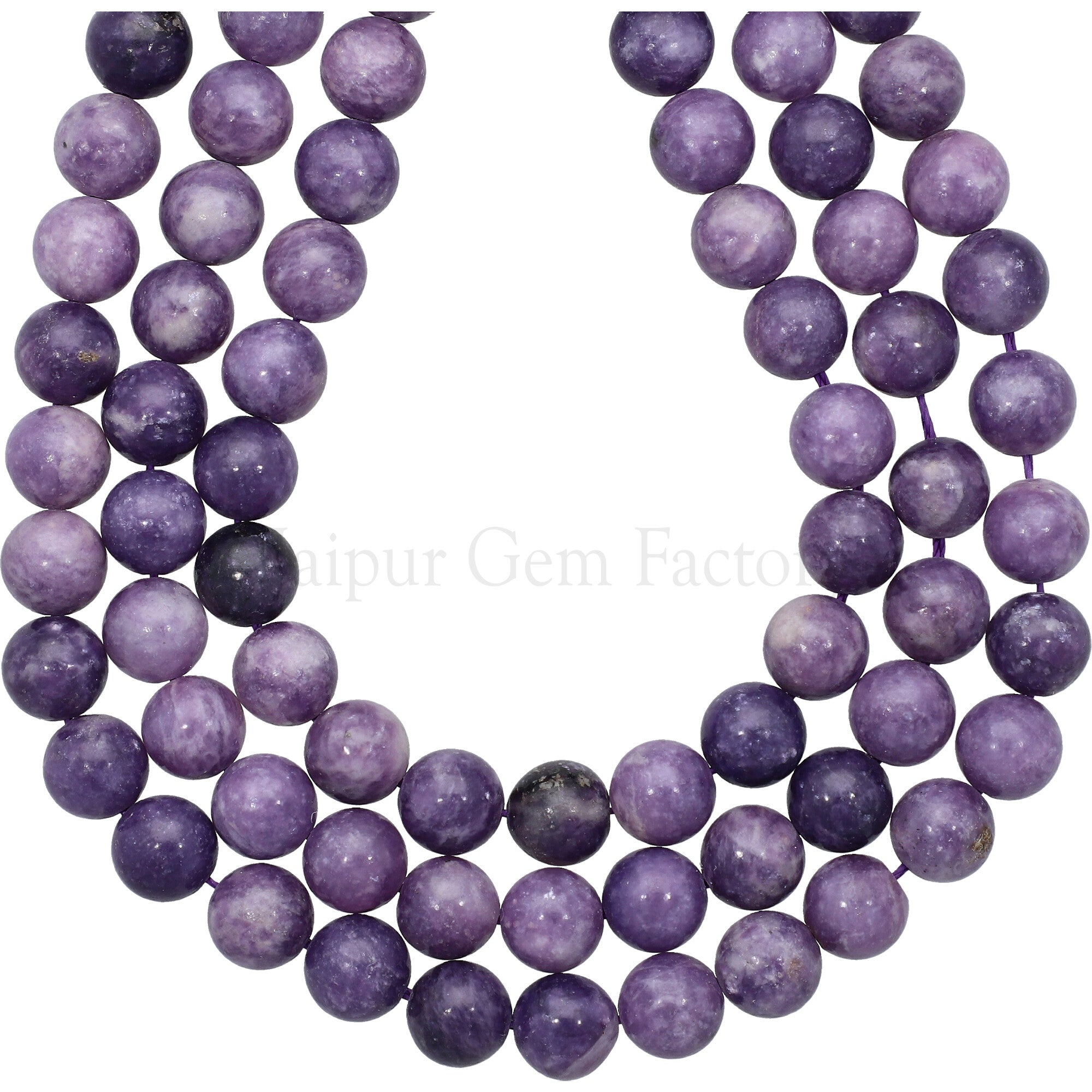 10 MM Natural Purple Lepidolite Smooth Round Beads 15 Inches Strand