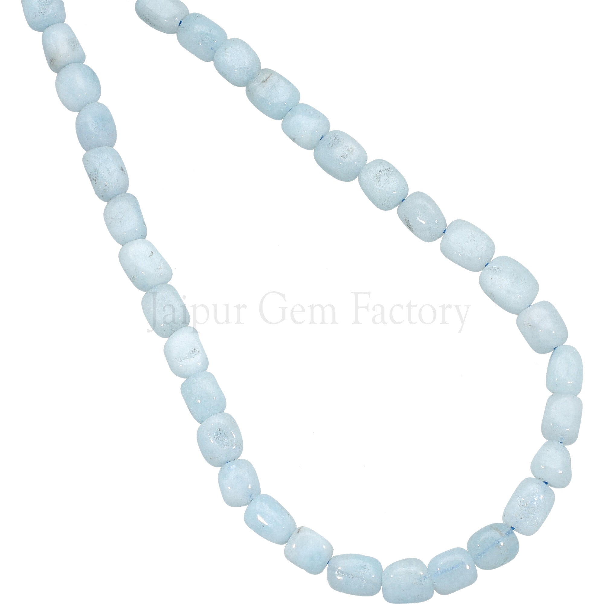 6X8 To 7X9 MM Milky Blue Aquamarine Smooth Nuggets Beads 15 Inches Strand