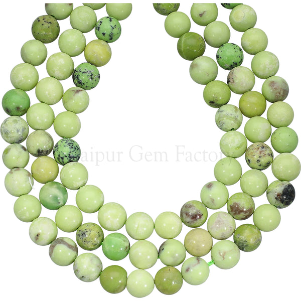 8 To 9 MM Green Jasper Smooth Round Beads 14 Inches Strand