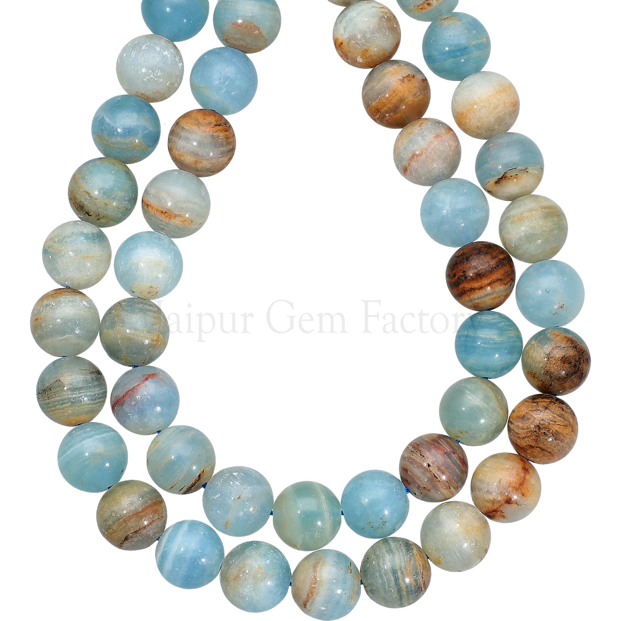 Blue Calcite Round Beads Jaipur Gem Factory