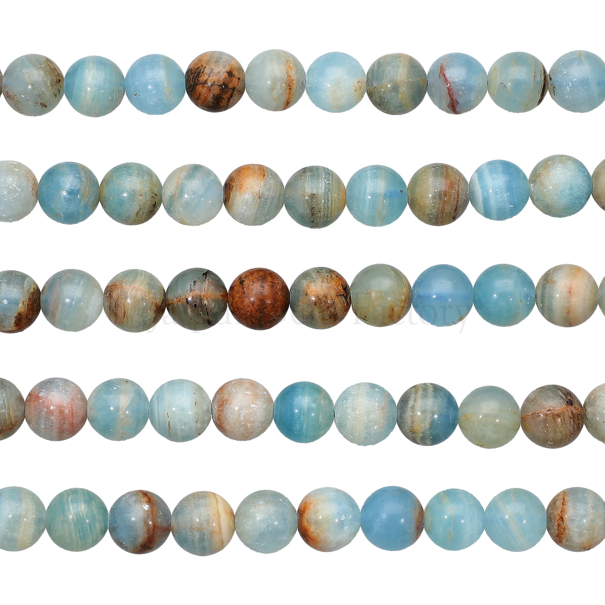 10 MM Blue Calcite Smooth Round Beads 14 Inches Strand