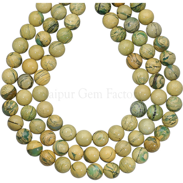 8 MM Green Jasper Smooth Round Beads 14 Inches Strand