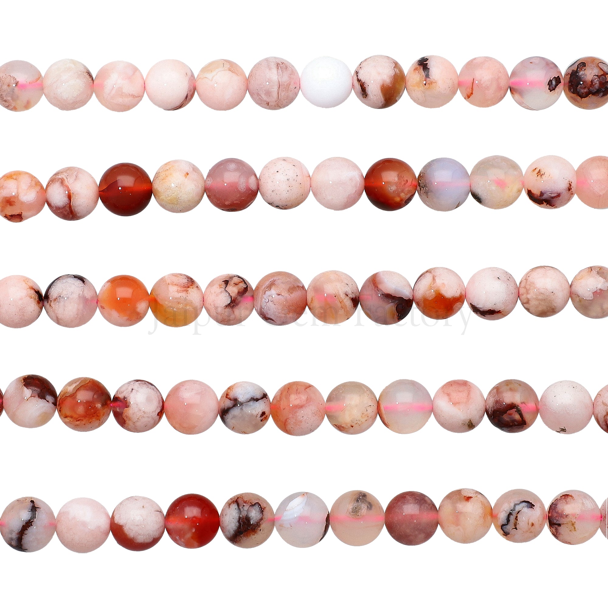8 MM Cherry Blossom Agate Smooth Round Beads 14 Inches Strand