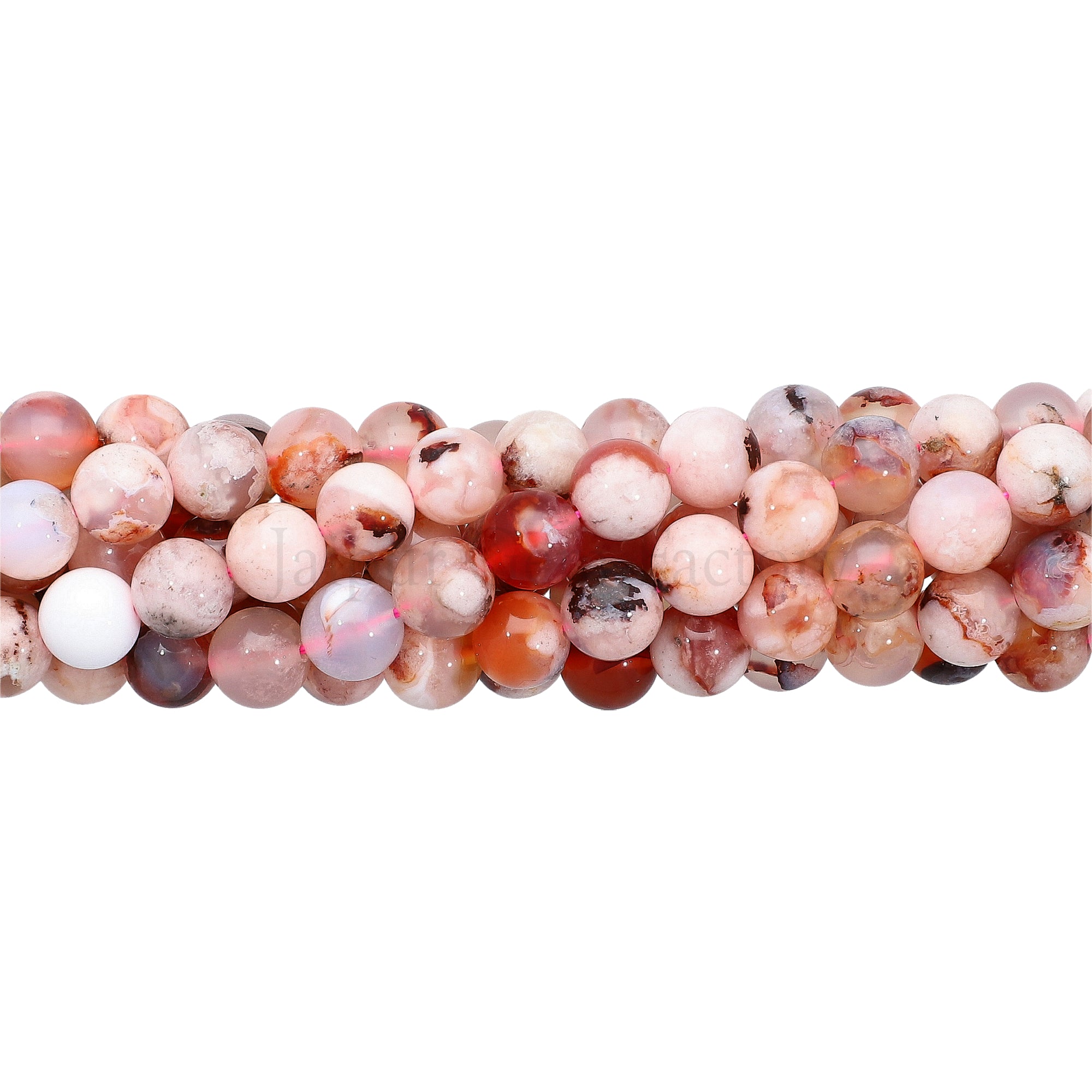 8 MM Cherry Blossom Agate Smooth Round Beads 14 Inches Strand