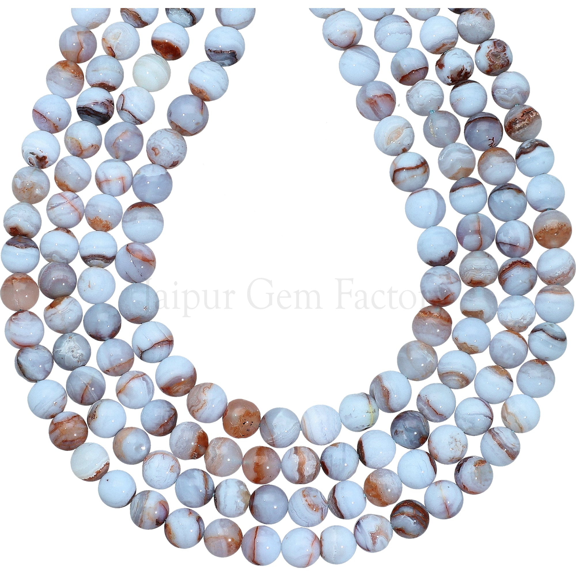 6 MM Blue Lace Agate Smooth Round Beads 14 Inches Strand