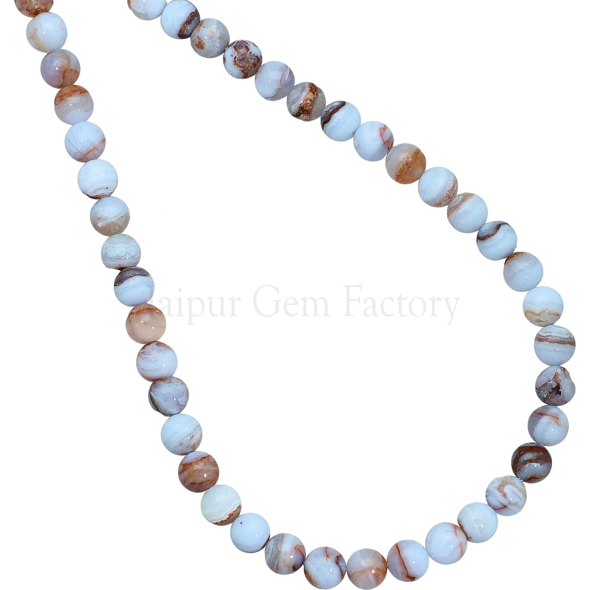 6 MM Blue Lace Agate Smooth Round Beads 14 Inches Strand