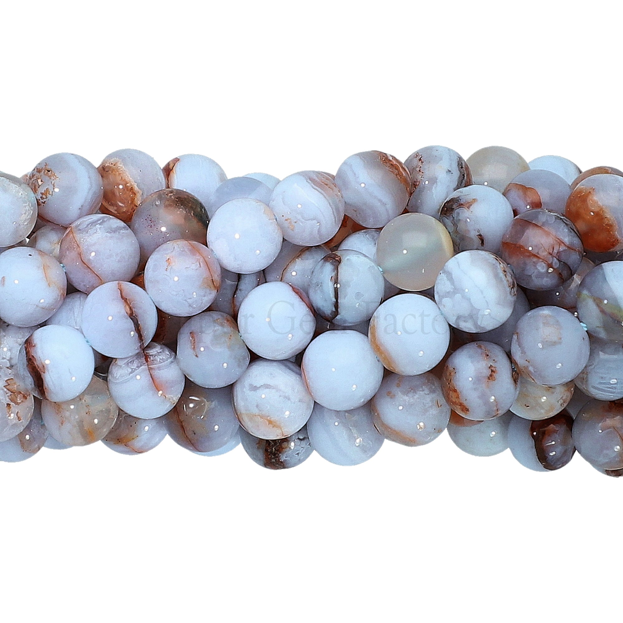 6 MM Blue Lace Agate Smooth Round Beads 14 Inches Strand