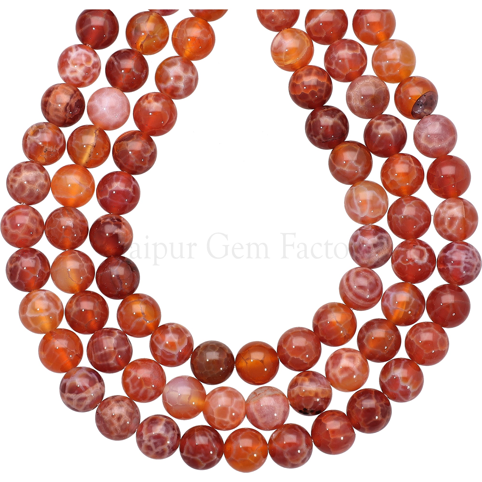 8 MM Fire Agate Smooth Round Beads 14 Inches Strand