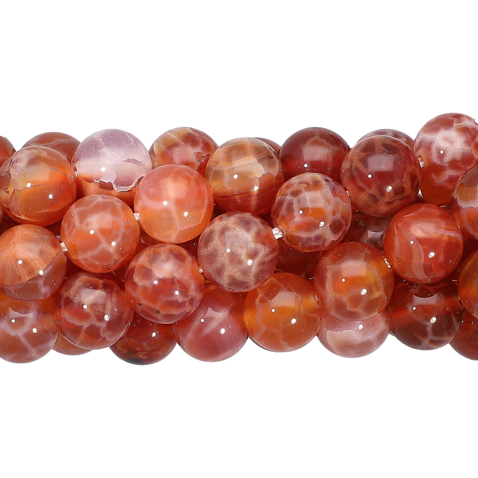 8 MM Fire Agate Smooth Round Beads 14 Inches Strand