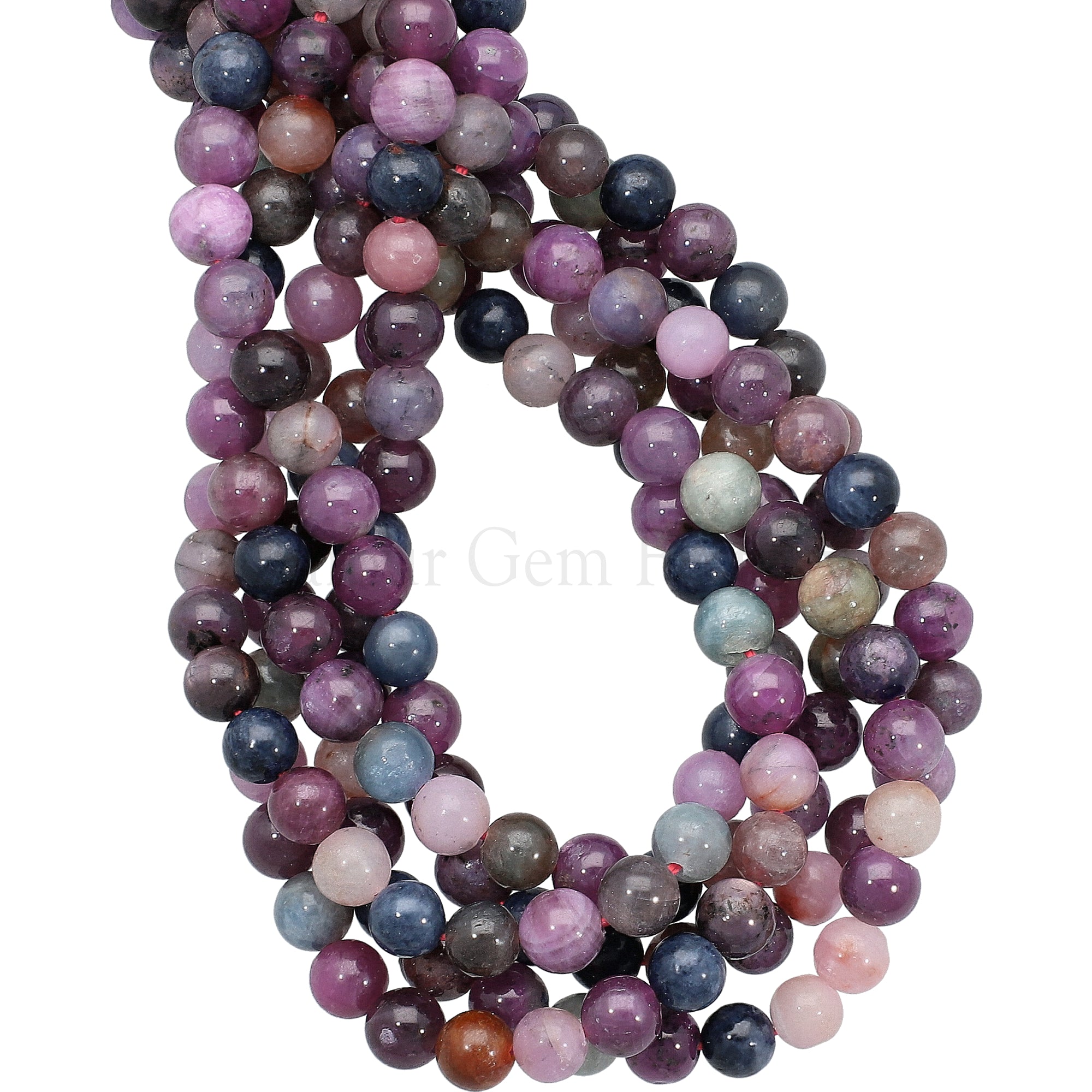 6 MM Natural Multi Sapphire Smooth Round Beads 15 Inches Strand