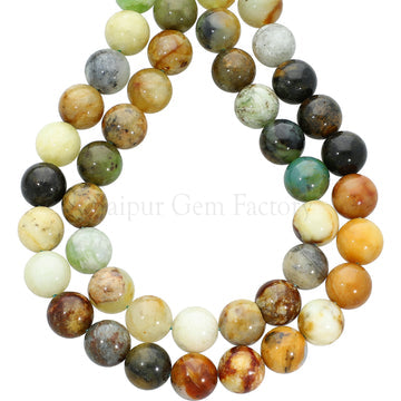 10 MM Flower Jade Smooth Round Beads 14 Inches Strand