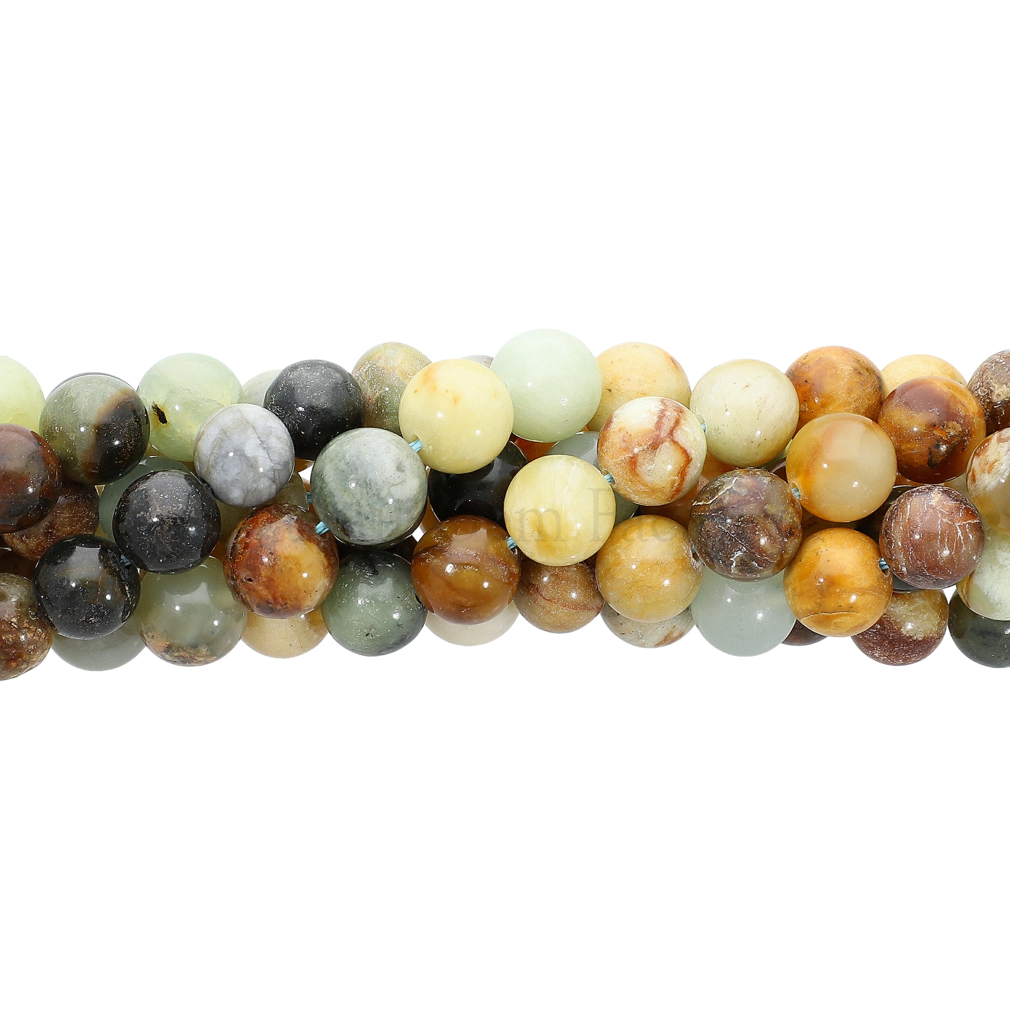 10 MM Flower Jade Smooth Round Beads 14 Inches Strand