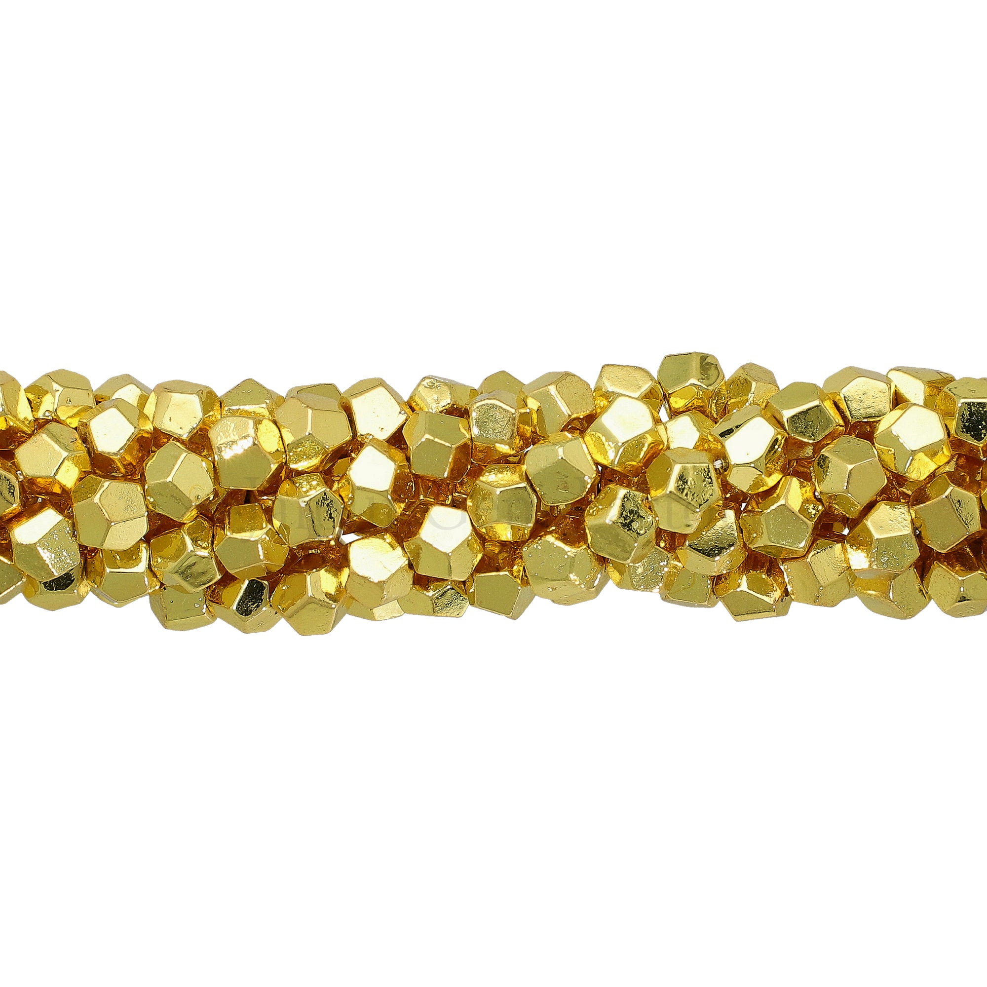 6 To 7 MM Gold Plated Pyrite Faceted Nuggets Beads 16 Inches Strand