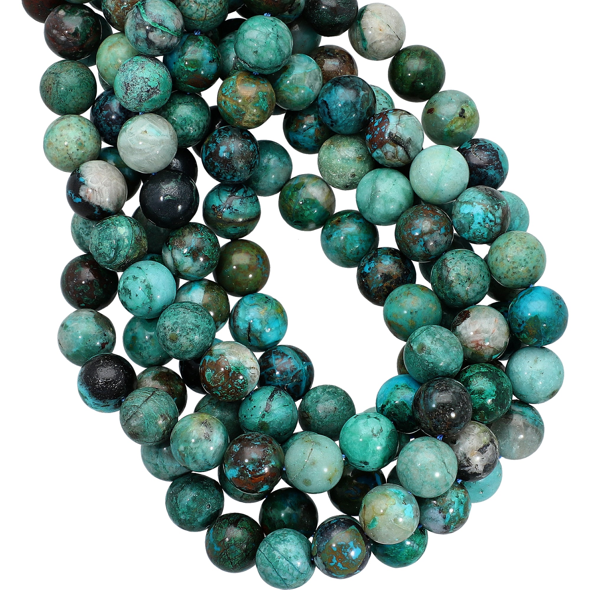8 MM Natural Chrysocolla Smooth Round Beads 15 Inches Strand