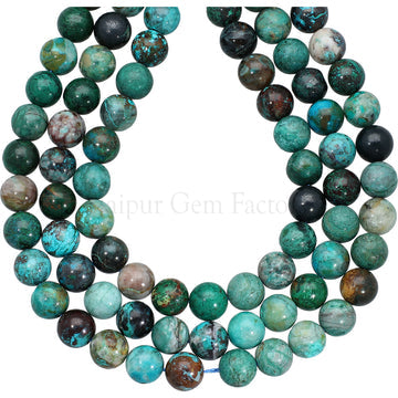 8 MM Natural Chrysocolla Smooth Round Beads 15 Inches Strand