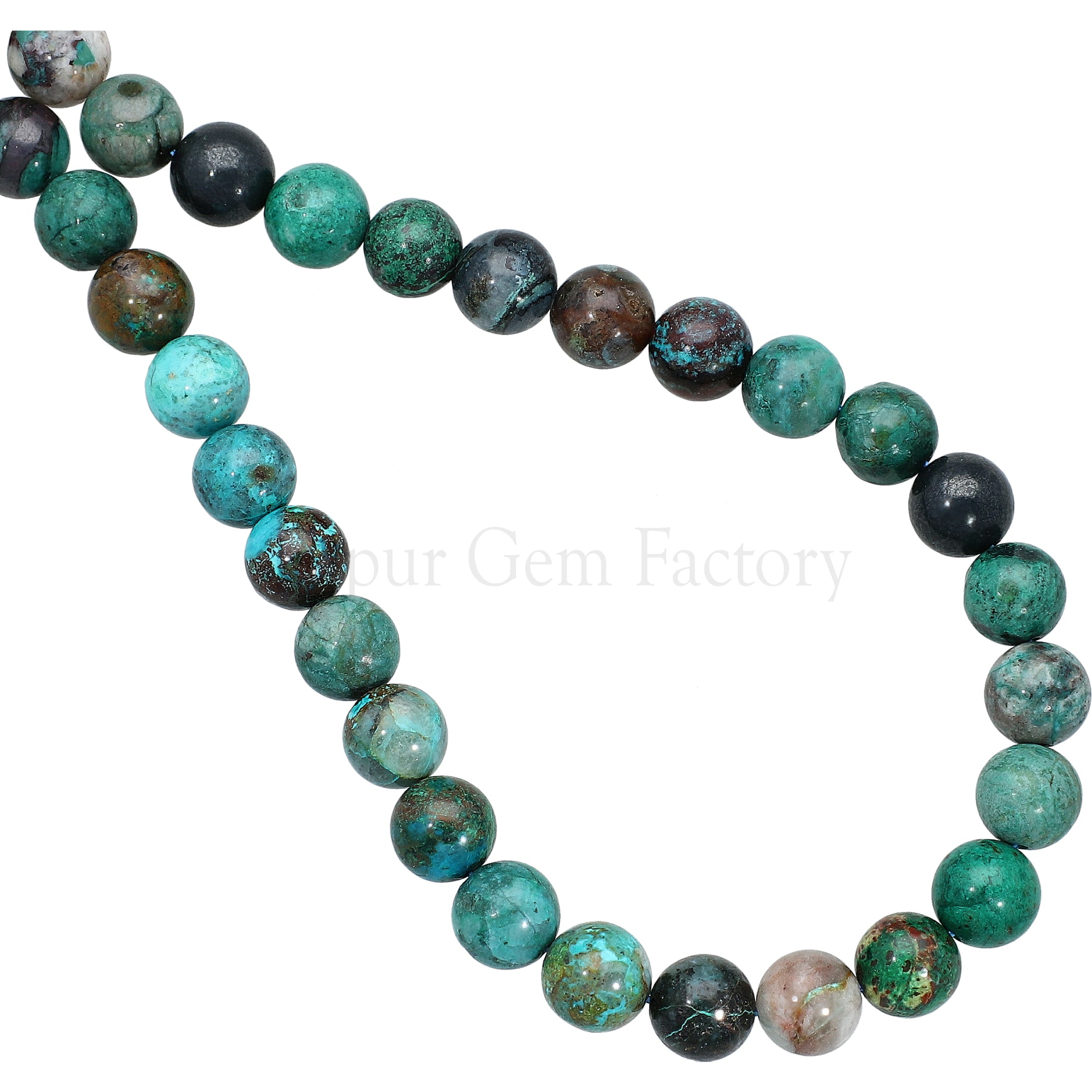8 MM Natural Chrysocolla Smooth Round Beads 15 Inches Strand
