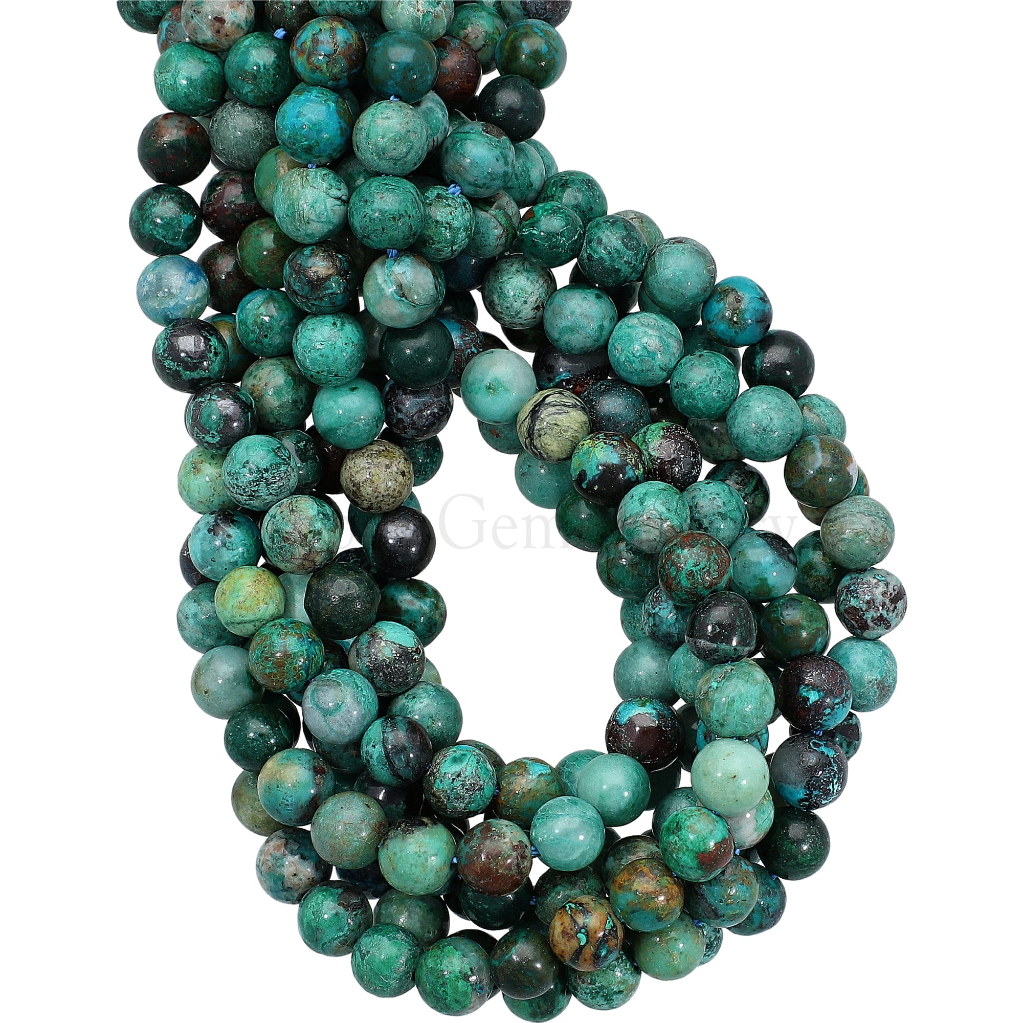 6 MM Natural Chrysocolla Smooth Round Beads 15 Inches Strand