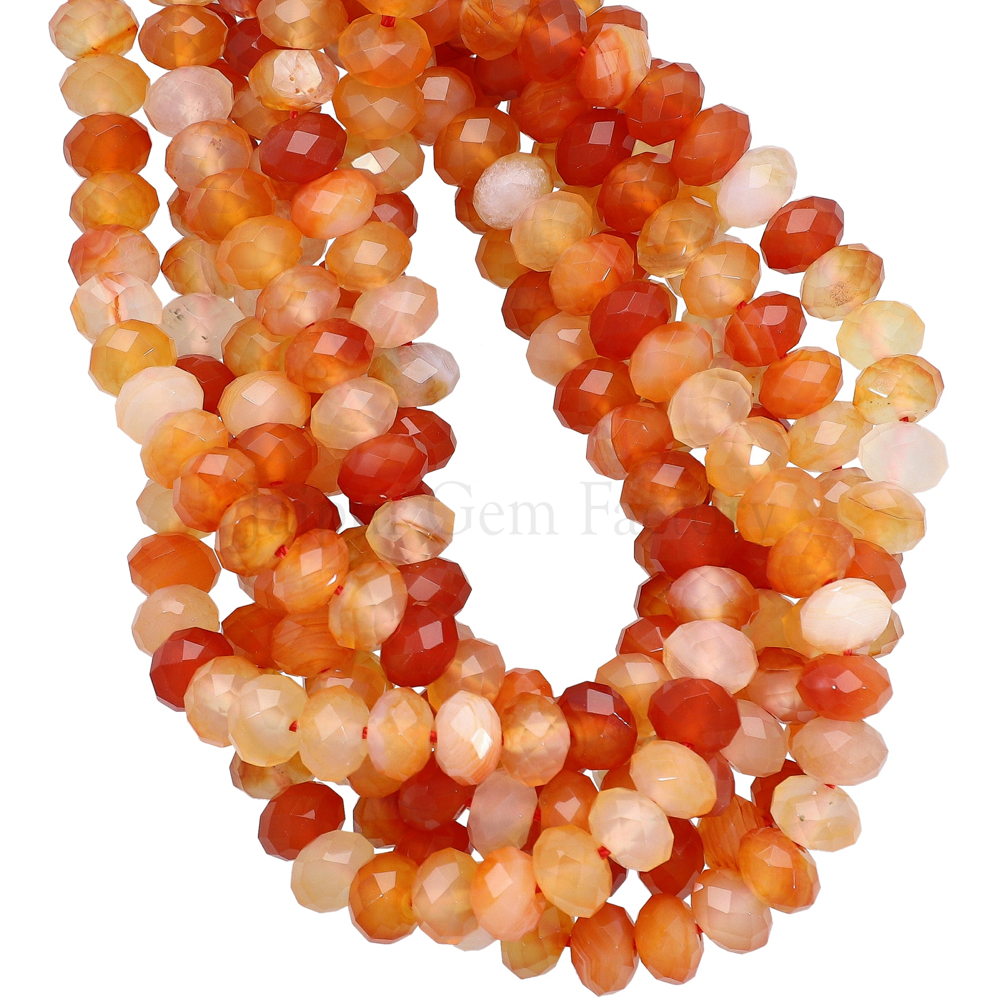 8 MM Carnelian Faceted Rondelle Beads 14 Inches Strand