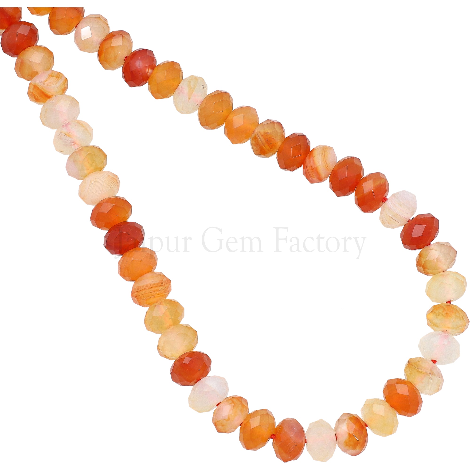 8 MM Carnelian Faceted Rondelle Beads 14 Inches Strand