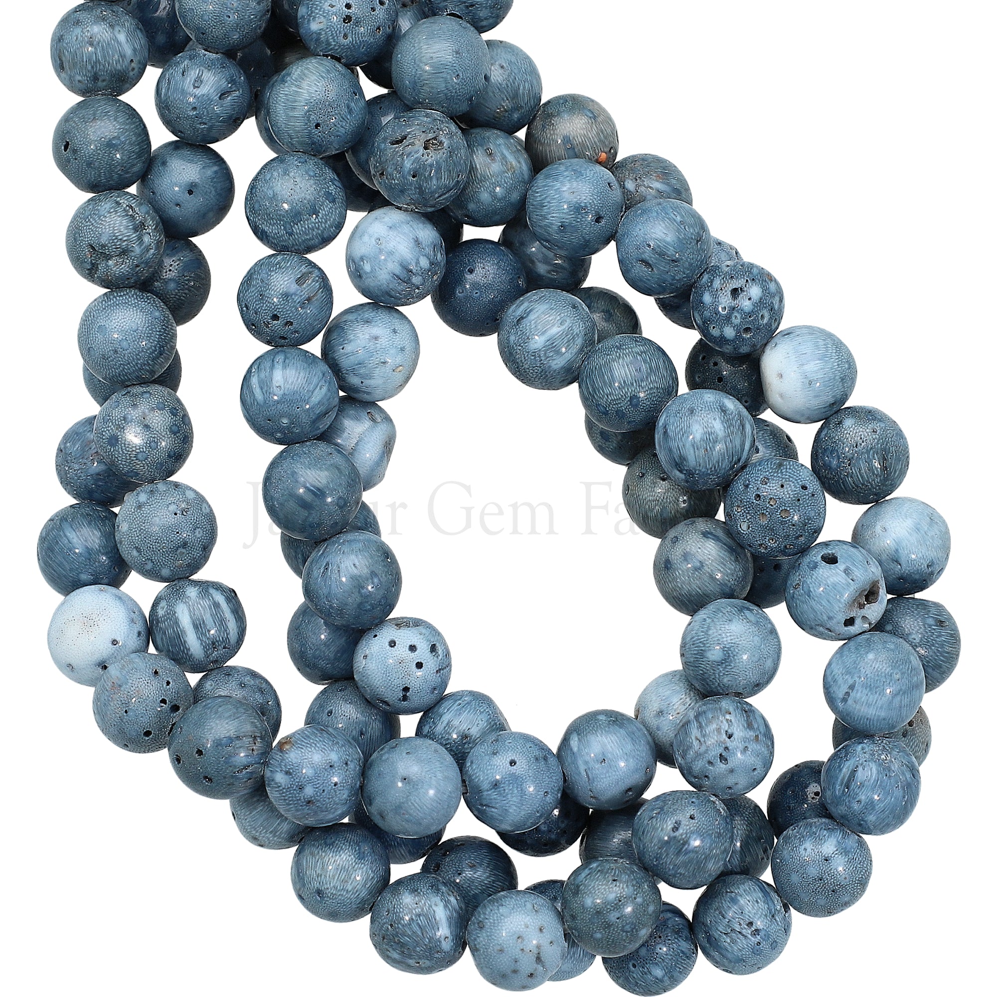 8 MM Blue Coral Smooth Round Beads 14 Inches Strand