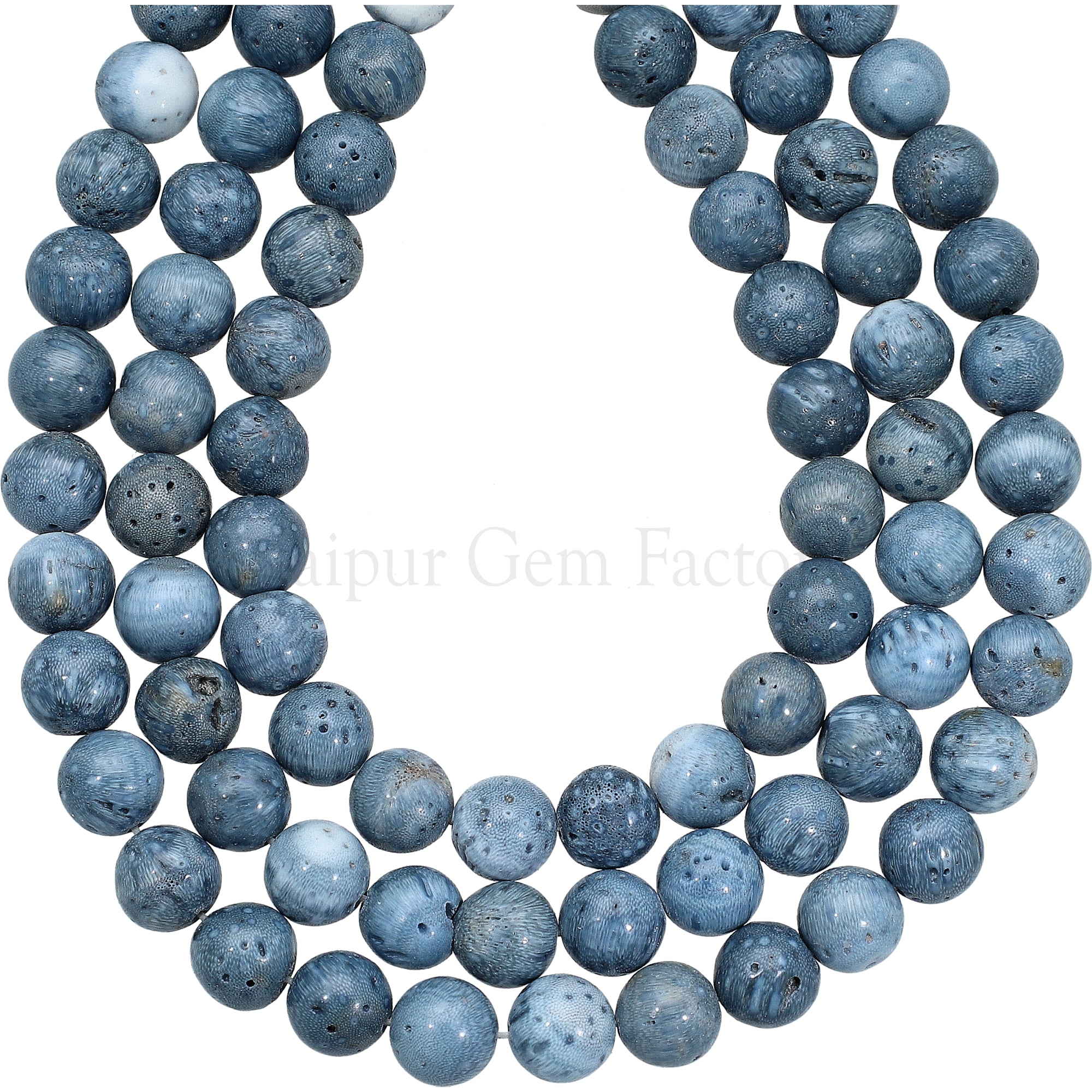8 MM Blue Coral Smooth Round Beads 14 Inches Strand