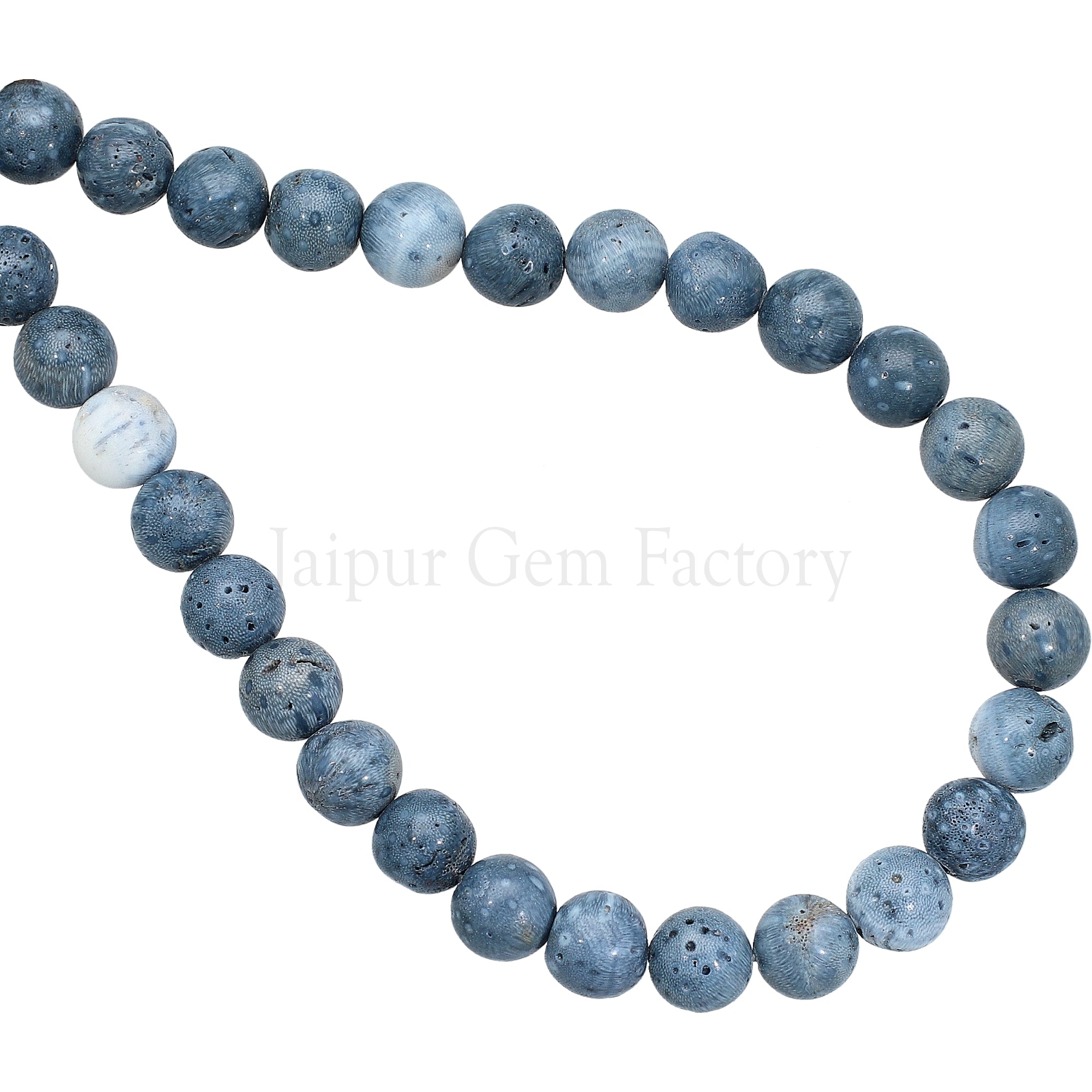 8 MM Blue Coral Smooth Round Beads 14 Inches Strand