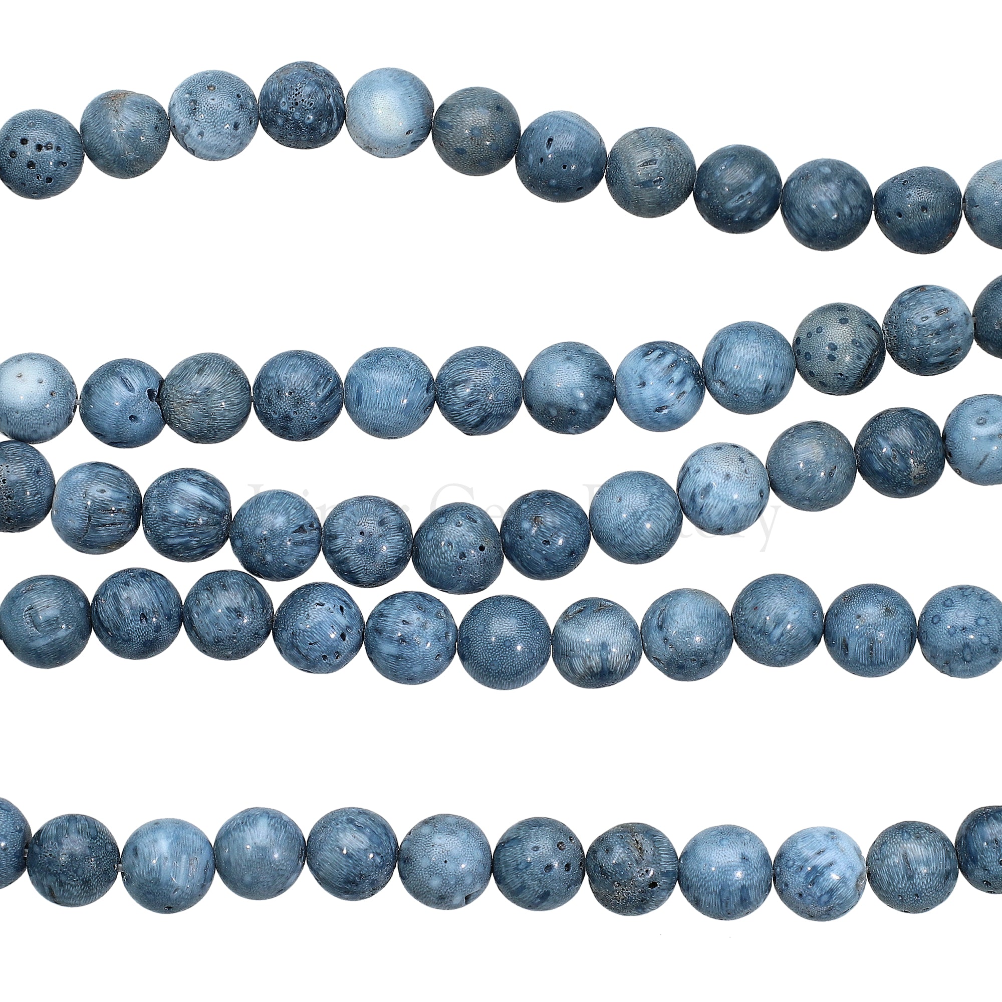 8 MM Blue Coral Smooth Round Beads 14 Inches Strand