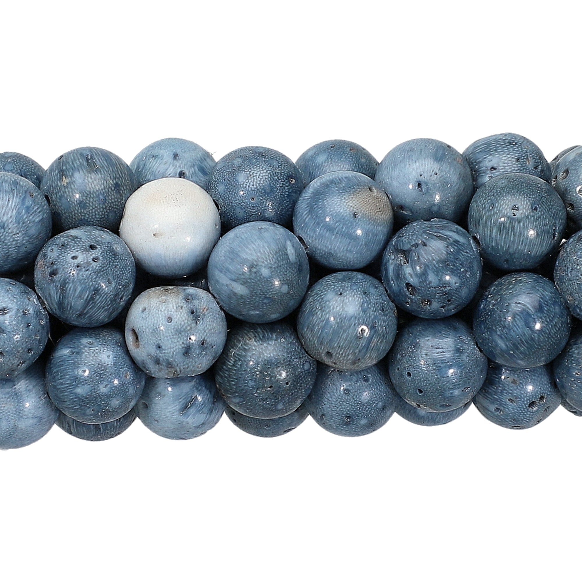 8 MM Blue Coral Smooth Round Beads 14 Inches Strand