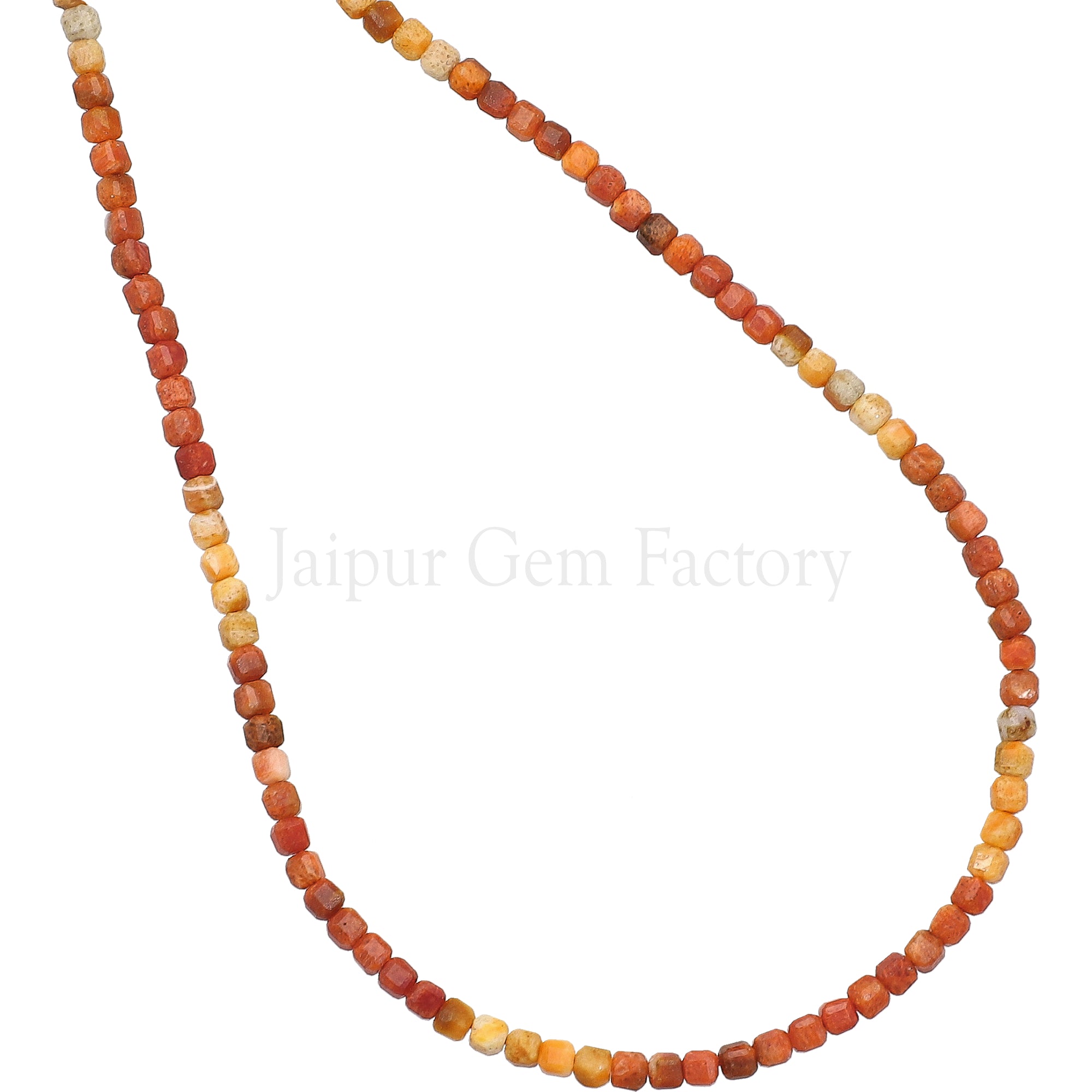 2.5 MM Dyed Coral Faceted Box Beads 15 Inches Strand